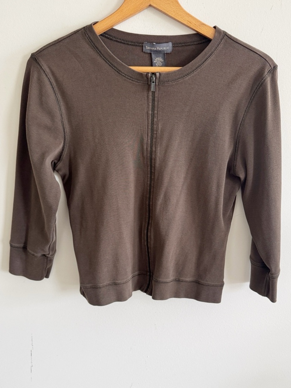 Vintage Banana republic 90s brown zip up cotton cardigan top size M